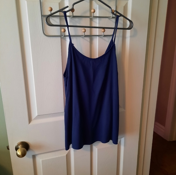Size L Dark Blue Cotton Button Down Tank Top - Picture 4 of 7